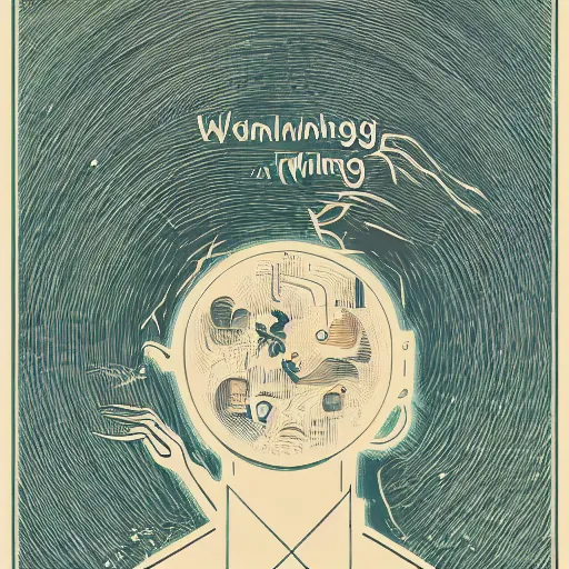 Image similar to a wandering mind, logo, simple white background victo ngai, kilian eng