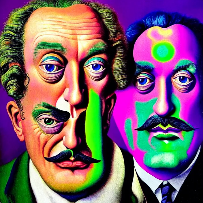 Prompt: An extremely psychedelic portrait of SalvadorDali, by Raphael Hopper, and Rene Magritte. Extremely Highly detailed, Occult, funny, humorous, humor, hilarious, funny, entertaining, magical, trending on artstationHQ, LSD, diffuse lighting, fantasy, intricate, elegant, highly detailed, lifelike, photorealistic, digital painting, artstation, illustration, concept art, smooth, sharp focus, art by John Collier and Albert Aublet and Krenz Cushart and Artem Demura and Alphonse Mucha and Giuseppe Arcimboldo