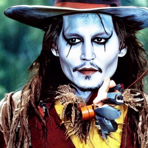 Prompt: Johnny Depp as the Scarecrow from The Wizard of Oz