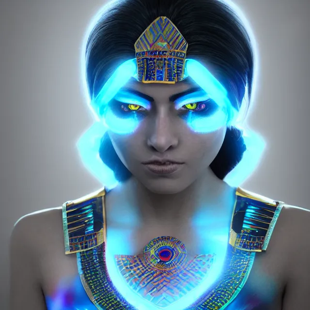 Image similar to a female egyptian / aztecian raver using her mutant electrical powers trending on artstation deviantart pinterest hyper detailed photorealistic highlights and shadow hd 8 k post - processing high resolution