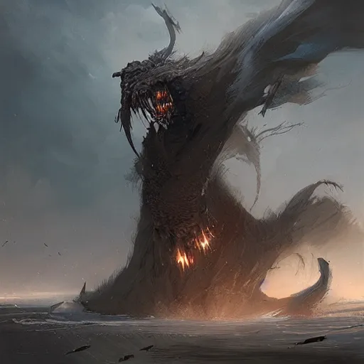 Image similar to a terrifying wind monster by greg rutkowski