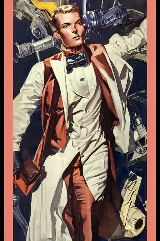 Image similar to sci - fi gentleman, fashion photoshoot, by j. c. leyendecker