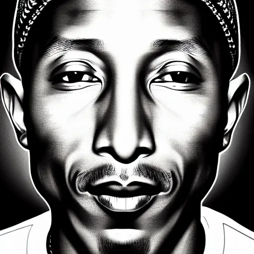 Prompt: pharrell williams by martin ansis, high detail, ultra detailed, highly detailed face