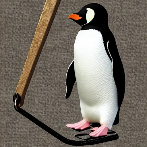 Image similar to realistic penguin sitting on a swing, hyper detailed, trending on artstation