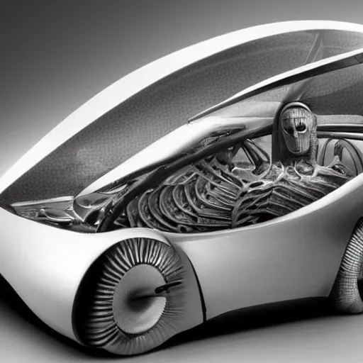 Image similar to A mercedes benz designed by Giger