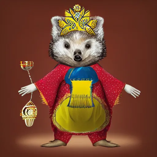 Prompt: anthropomorphic hedgehog wearing ukrainian national costume called vyshyvanka
