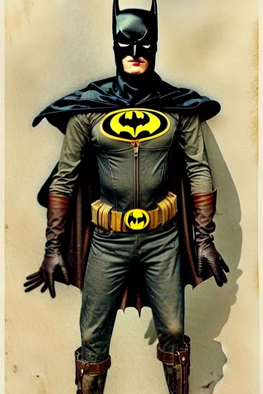 Prompt: ( ( ( ( ( 1 9 5 0 s retro future spiderbatman adventurer in steampunk costume full portrait. muted colors. ) ) ) ) ) by jean - baptiste monge!!!!!!!!!!!!!!!!!!!!!!!!!!!!!!