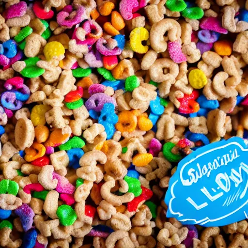 Prompt: professional advertisement photography of a box of lucky charms cereal