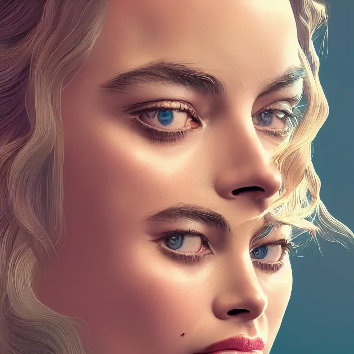 Prompt: portrait of margot robbie, iphone. intricate artwork. by tooth wu, wlop, beeple, dan mumford. octane render, trending on artstation, greg rutkowski very coherent symmetrical artwork. cinematic, hyper realism, high detail, octane render, 8 k, iridescent accents