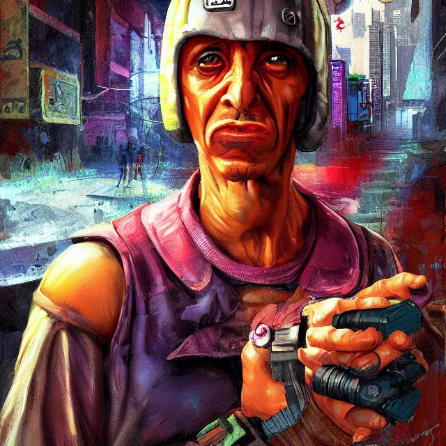 Image similar to a cyberpunk digital painting of El Chavo del Ocho Chaves by Brom