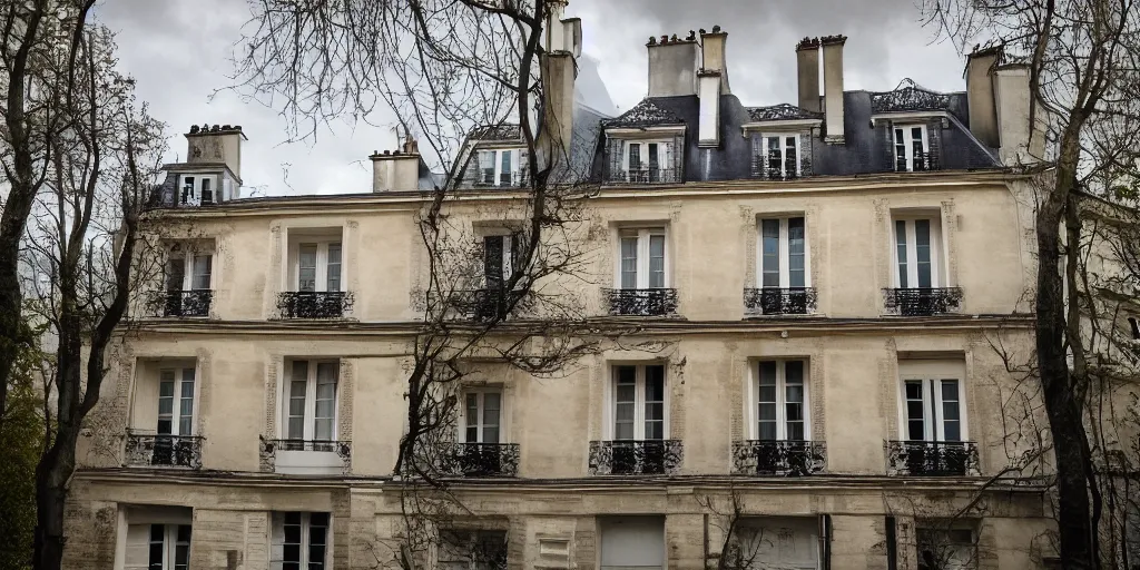 Prompt: a haunted house in paris