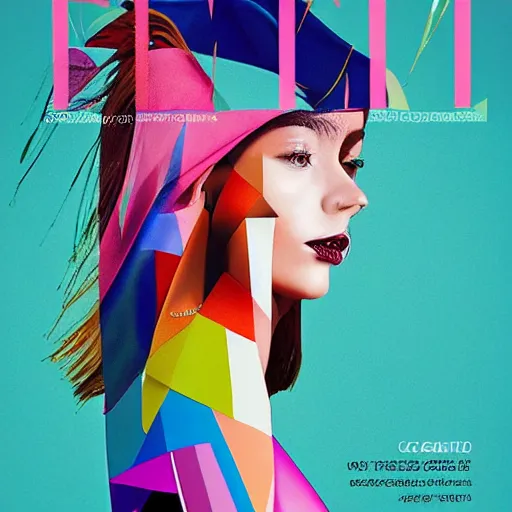 Image similar to fashion magazine geometric colorful smooth shapes rendered as a fashion photo