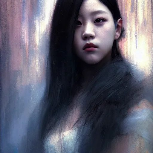 Image similar to jisoo of blackpink, hyperrealistic portrait, bladerunner street, art of elysium by jeremy mann and alphonse mucha, fantasy art, photo realistic, dynamic lighting, artstation, poster, volumetric lighting, very detailed face, 8 k, award winning