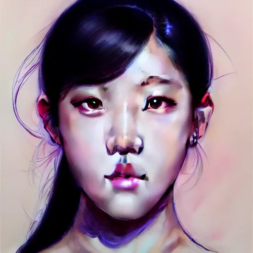 Image similar to jisoo of blackpink, hyperrealistic portrait, bladerunner street, art by artgerm and greg rutkowski and fra angelico and alphons mucha, fantasy art, photo realistic, dynamic lighting, artstation, poster, volumetric lighting, very detailed face, intricate complexity, rule of thirds, 8 k, award winning, unreal engine