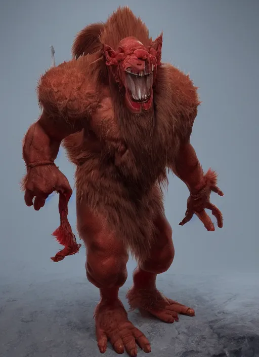 Image similar to а fantasy Proto-Slavic skinny red troll creature in armor inspired blizzard games, full body, detailed and realistic, 4k, trending on artstation, octane render