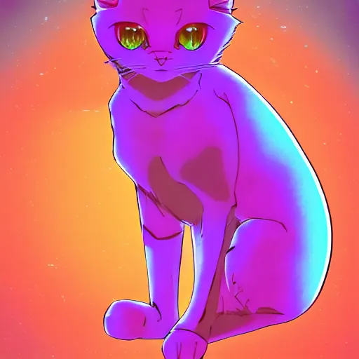 Image similar to a beautiful ultradetailed anime cat, portrait, vaporwave, synthwave, neon, vector graphics, cinematic, volumetric lighting, f 8 aperture, cinematic eastman 5 3 8 4 film, photorealistic, anime art wallpaper 4 k