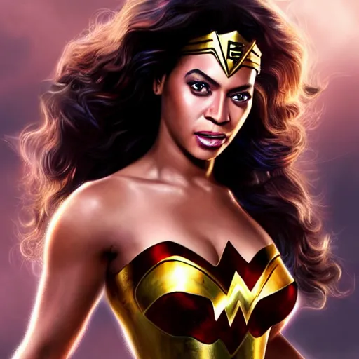 Image similar to beyonce as wonder woman, digital painting, extremely detailed, 4 k, intricate, brush strokes, mark arian, artgerm, bastien lecouffe - deharme