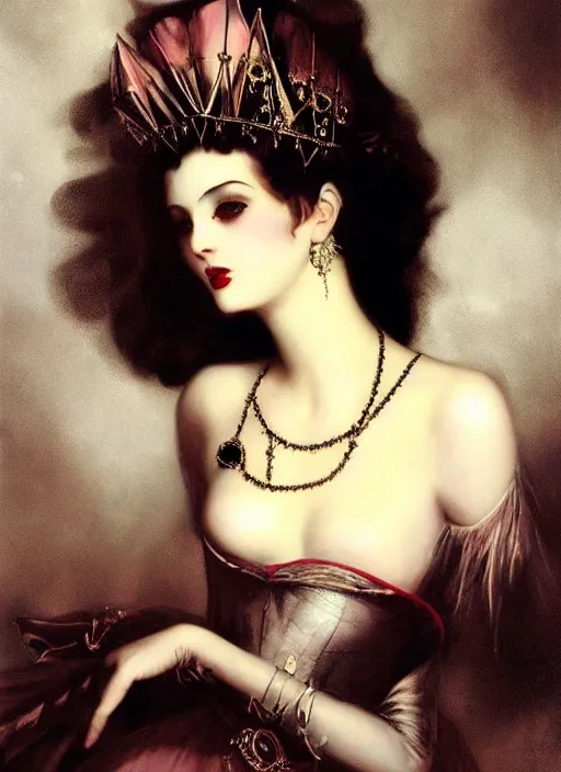 Image similar to gothic princess portrait. by william - adolphe bouguerea, by rolf armstrong, highly detailded