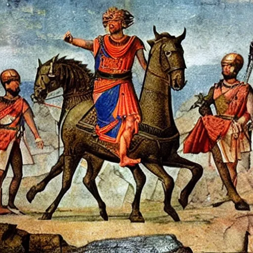 Prompt: alexander the great conquering the new world in india