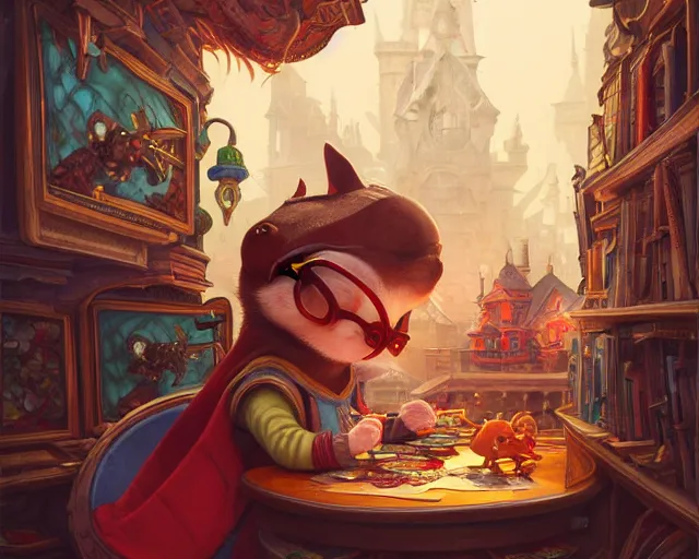 Image similar to photography of richard scarry, deep focus, d & d, fantasy, intricate, elegant, highly detailed, digital painting, artstation, concept art, matte, sharp focus, illustration, hearthstone, art by artgerm and greg rutkowski and alphonse mucha