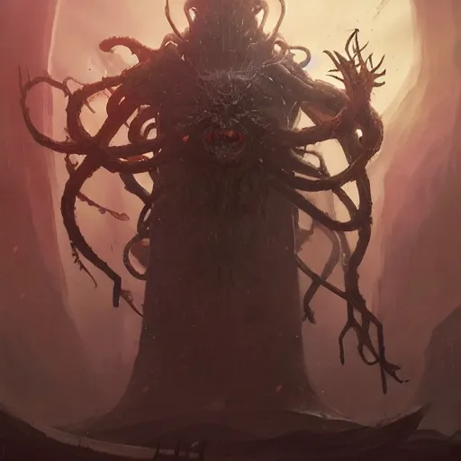 Prompt: mechanical king of mind flayer, elden ring, by greg rutkowski