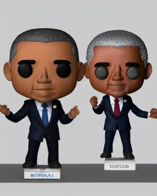 Image similar to full body 3d render of barack obama as a funko pop, studio lighting, white background, blender, trending on artstation, 8k, highly detailed