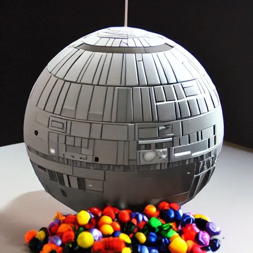 Image similar to the deathstar from star wars made out of candy