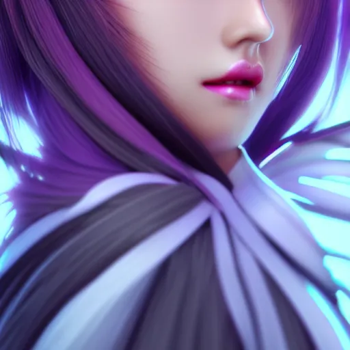 Prompt: Portrait of Ahri, face close-up, high detail, 3D render