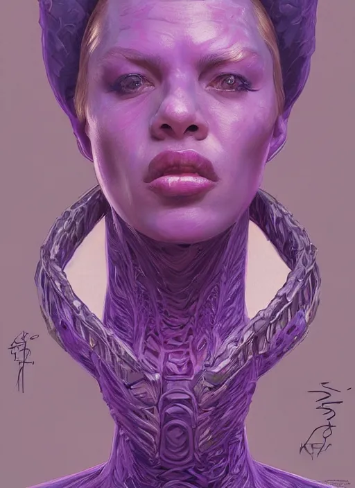 Image similar to portrait of purple Grimace in Society (1989), intricate, highly detailed, centered, digital painting, artstation, concept art, smooth, sharp focus, illustration, artgerm, donato giancola, Joseph Christian Leyendecker, WLOP, Artgerm