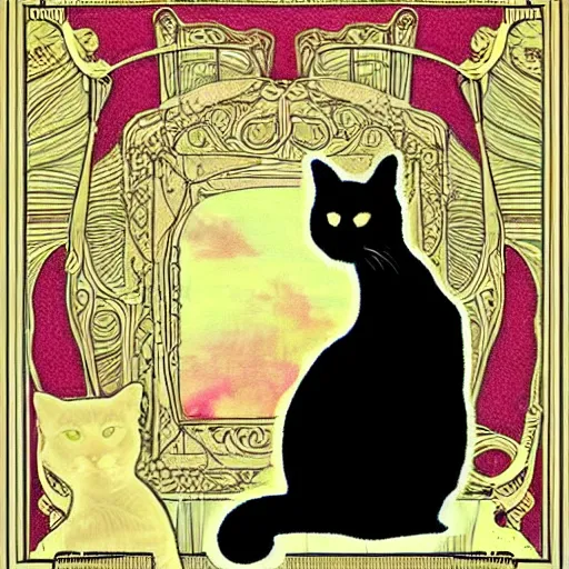 Image similar to cat portrait, art nouveau style