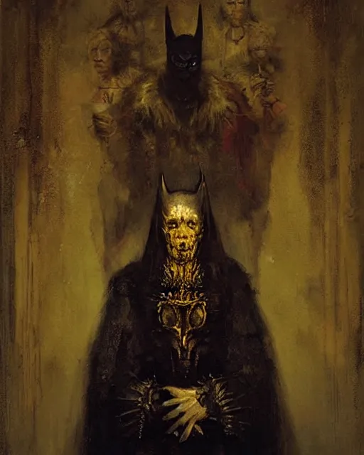 Prompt: royal portrait of bat human hybrid noble, uncanny valley, weird horror, renaissance, oil painting, by greg rutkowski, by rembrandt