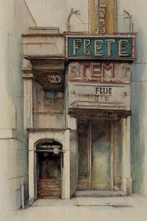 Prompt: ( ( ( ( ( 1 9 5 0 s old movie theater building. muted colors. ) ) ) ) ) by jean - baptiste monge!!!!!!!!!!!!!!!!!!!!!!!!!!!