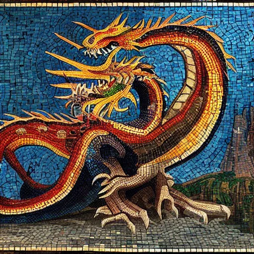 Image similar to mosaic dragon by dr. surrealism