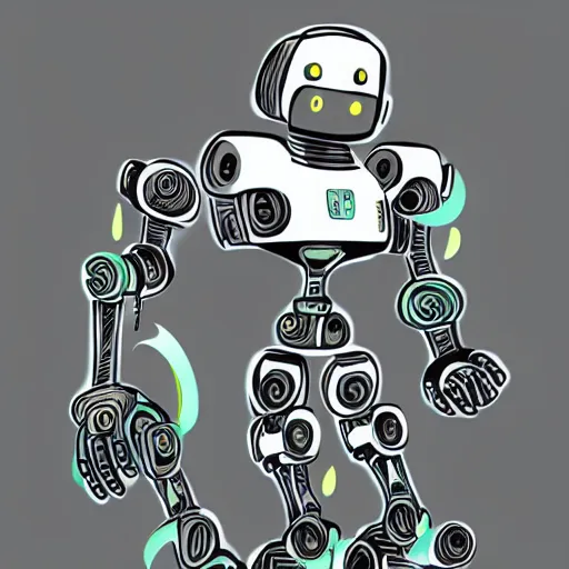 Image similar to A robot illustrated by Brosmind