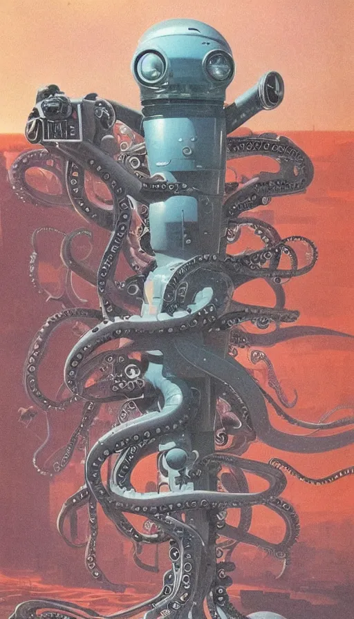 Image similar to 1 9 5 0 s retro future robot android octopus. muted colors. by bruce pennington