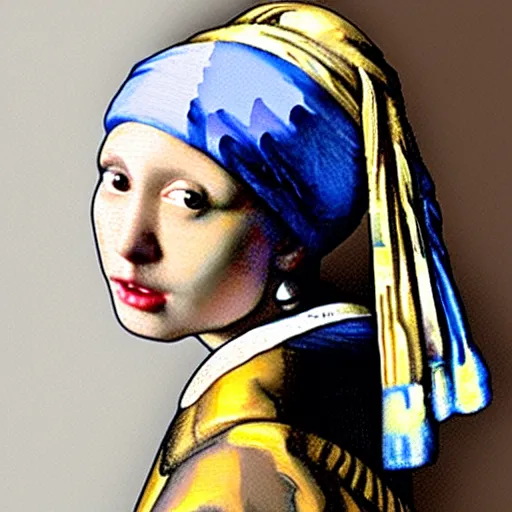 Prompt: girl with a pearl earring with the face of donal trump