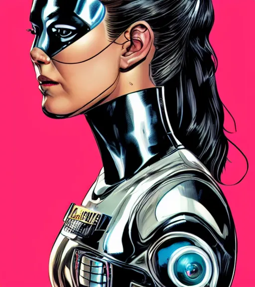 Image similar to portrait of a female android, by MARVEL comics and Sandra Chevrier