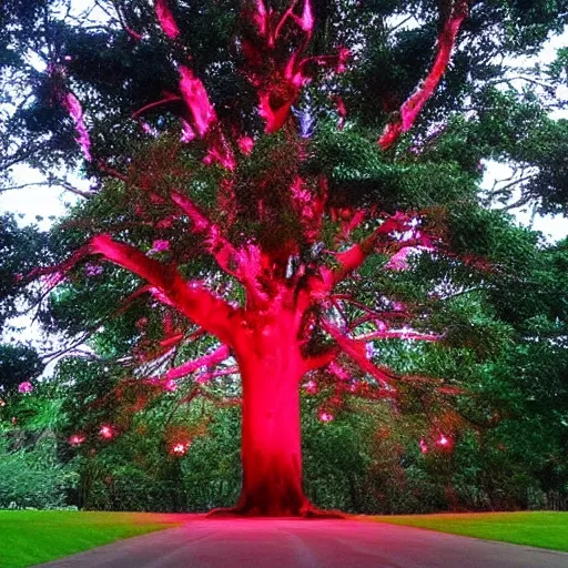 Prompt: “a big tree with pink lights”