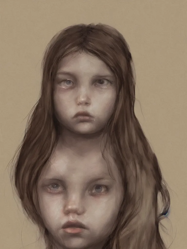 Image similar to haunting and sad girl portrait by disney concept artists, blunt borders, golden ratio