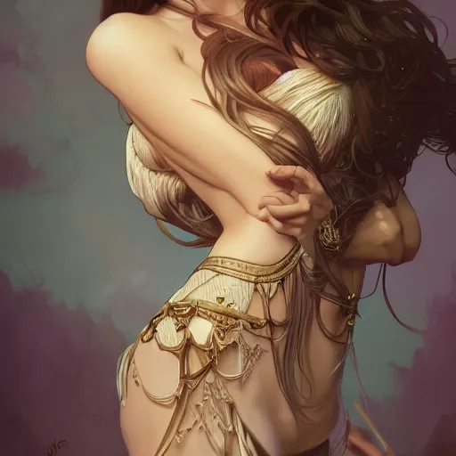 Image similar to full body portrait of a terrible beautiful girl, d & d, fantasy, intricate, elegant, highly detailed, digital painting, artstation, concept art, smooth, sharp focus, illustration, art by artgerm and greg rutkowski and alphonse mucha, symmetry, octane render, clean line