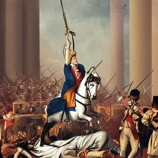 Prompt: French Revolution, beheading Louis 16, 2d digital art