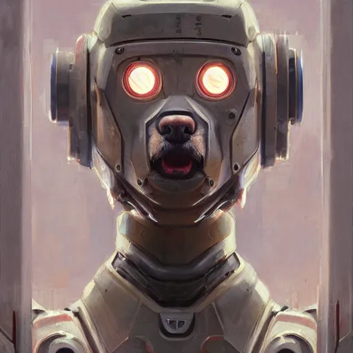 Image similar to tesla power armor realistic cyborg anthropomorphic jack russell terrier electric field glowing, cyberpunk, portrait art by donato giancola and greg rutkowski, realistic face, glowing in tesla electricity visible magnetic field, digital art, trending on artstation, symmetry