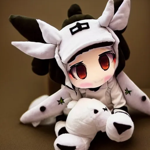 Image similar to cute fumo plush of a girl who's a top sniper, military, anime girl