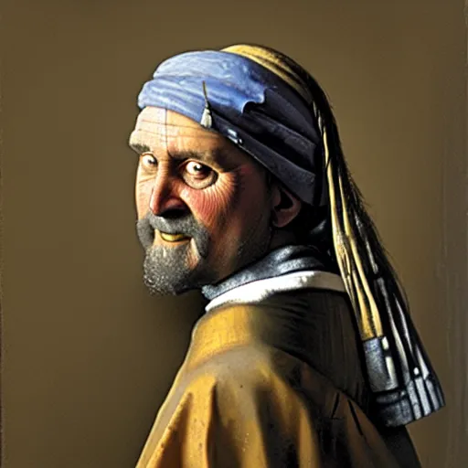 Image similar to detailed portrait of billy connolly painted by vermeer