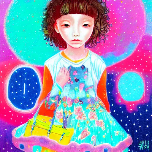 Prompt: Children's Dream in the style of Hikari Shimoda, bright colors, cute, magical