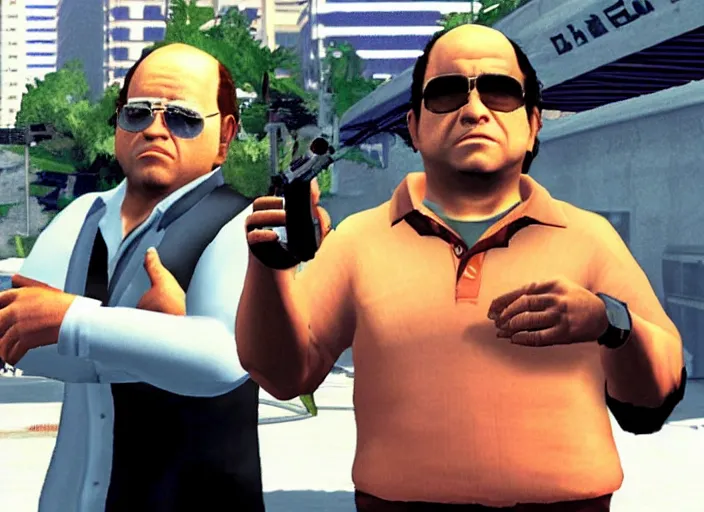 Image similar to video game still of danny devito in the video grand theft auto iii,