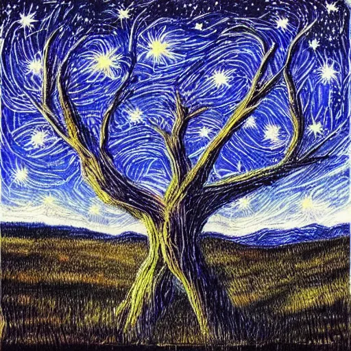 Prompt: “a magic tree in the style of starry night”