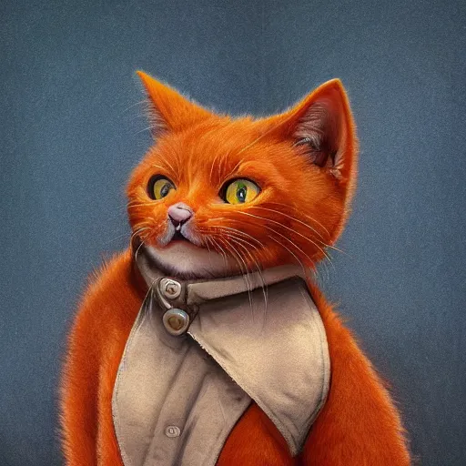 Prompt: orange cat with vampire fangs in the museum, cuddly fur, highly detailed, sharp focus, digital painting, artwork by Victor Adame Minguez + Yuumei + Tom Lovell + Sandro Botticelli