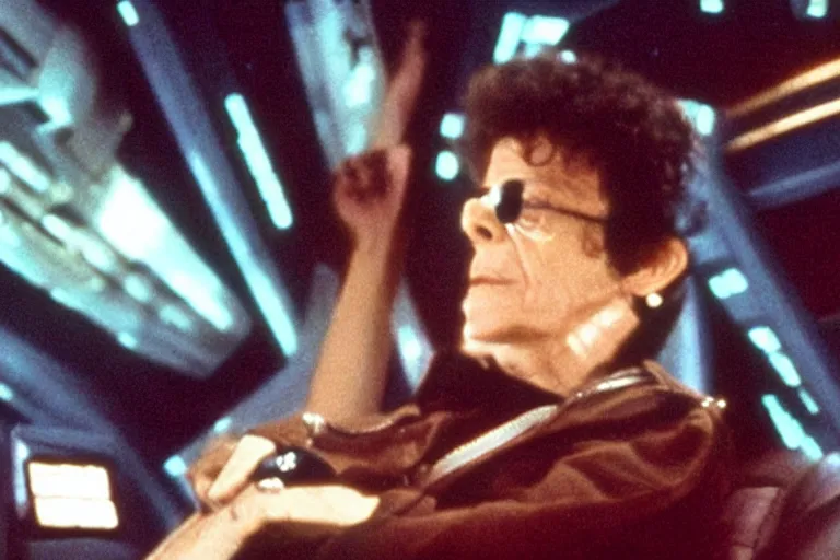 Prompt: lou reed on the bridge of a starship, movie still