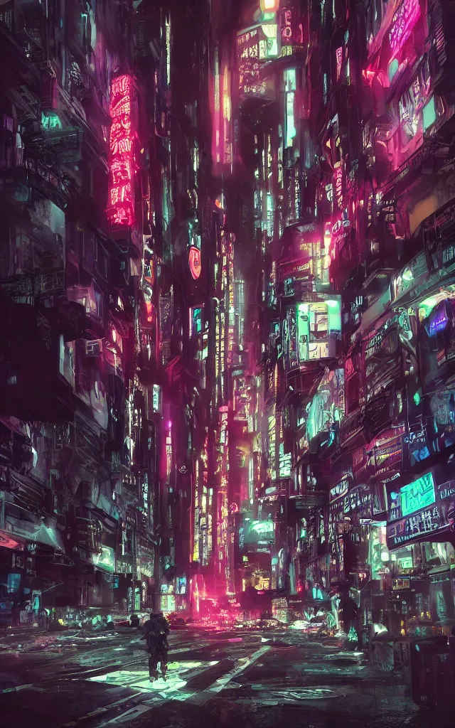 Image similar to concept art of a magnificent dark neon futuristic cyberpunk city bustling street at night cyberart by liam wong in the film akira rendered in octane, 3 d render, trending on cgsociety, blender 3 d